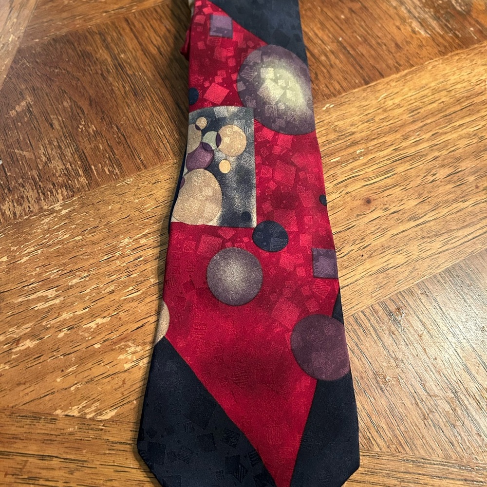 Pierre Cardin Geometric Red and Black Tie
